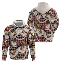 Cowboy Hawaii Mele Kalikimaka Zip Hoodie Paniolo Kukui Nut Pikake Lei Burgundy Version - Polynesian Pride