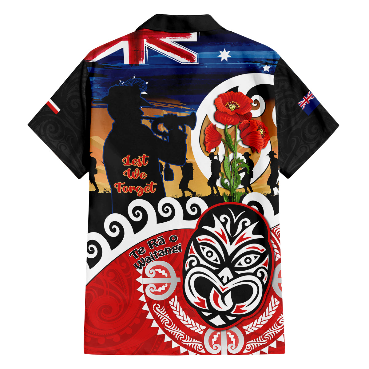 New Zealand Waitangi And ANZAC Day Family Matching Summer Maxi Dress and Hawaiian Shirt Aotearoa Maori Tiki With Last Post LT14 - Polynesian Pride