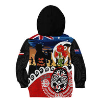 New Zealand Waitangi And ANZAC Day Kid Hoodie Aotearoa Maori Tiki With Last Post LT14 - Polynesian Pride