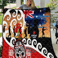 New Zealand Waitangi And ANZAC Day Quilt Aotearoa Maori Tiki With Last Post LT14 Black - Polynesian Pride