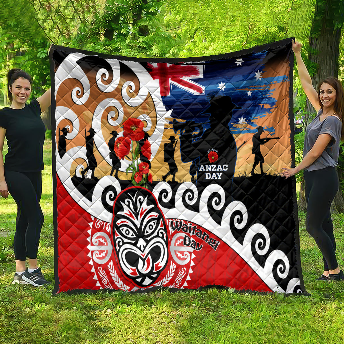 New Zealand Waitangi And ANZAC Day Quilt Aotearoa Maori Tiki With Last Post LT14 - Polynesian Pride