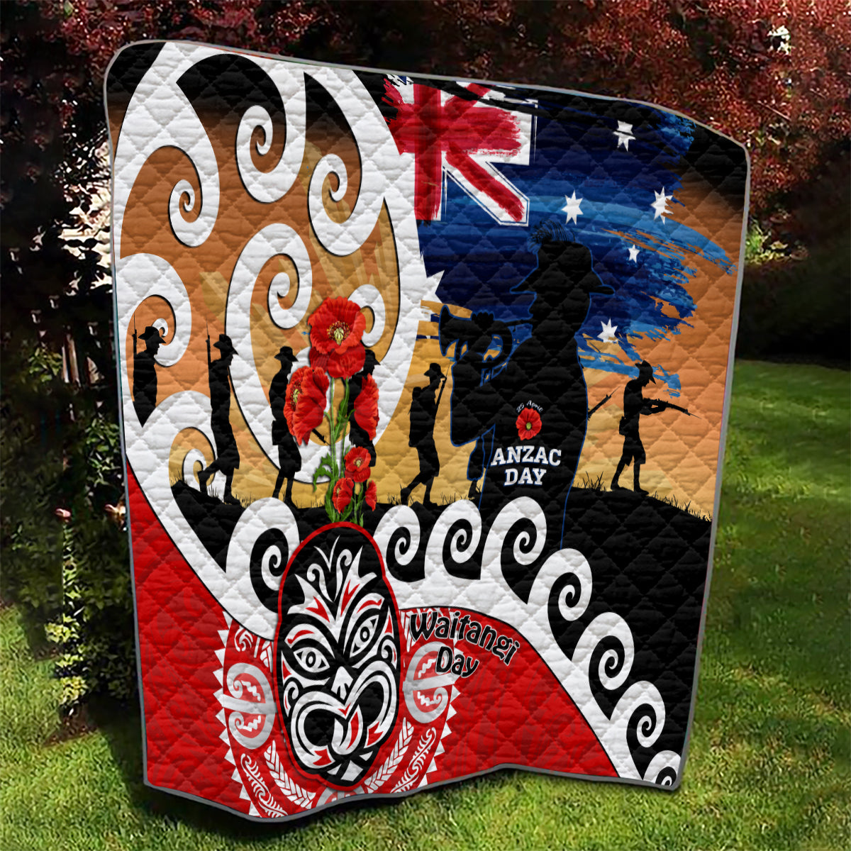 New Zealand Waitangi And ANZAC Day Quilt Aotearoa Maori Tiki With Last Post LT14 - Polynesian Pride
