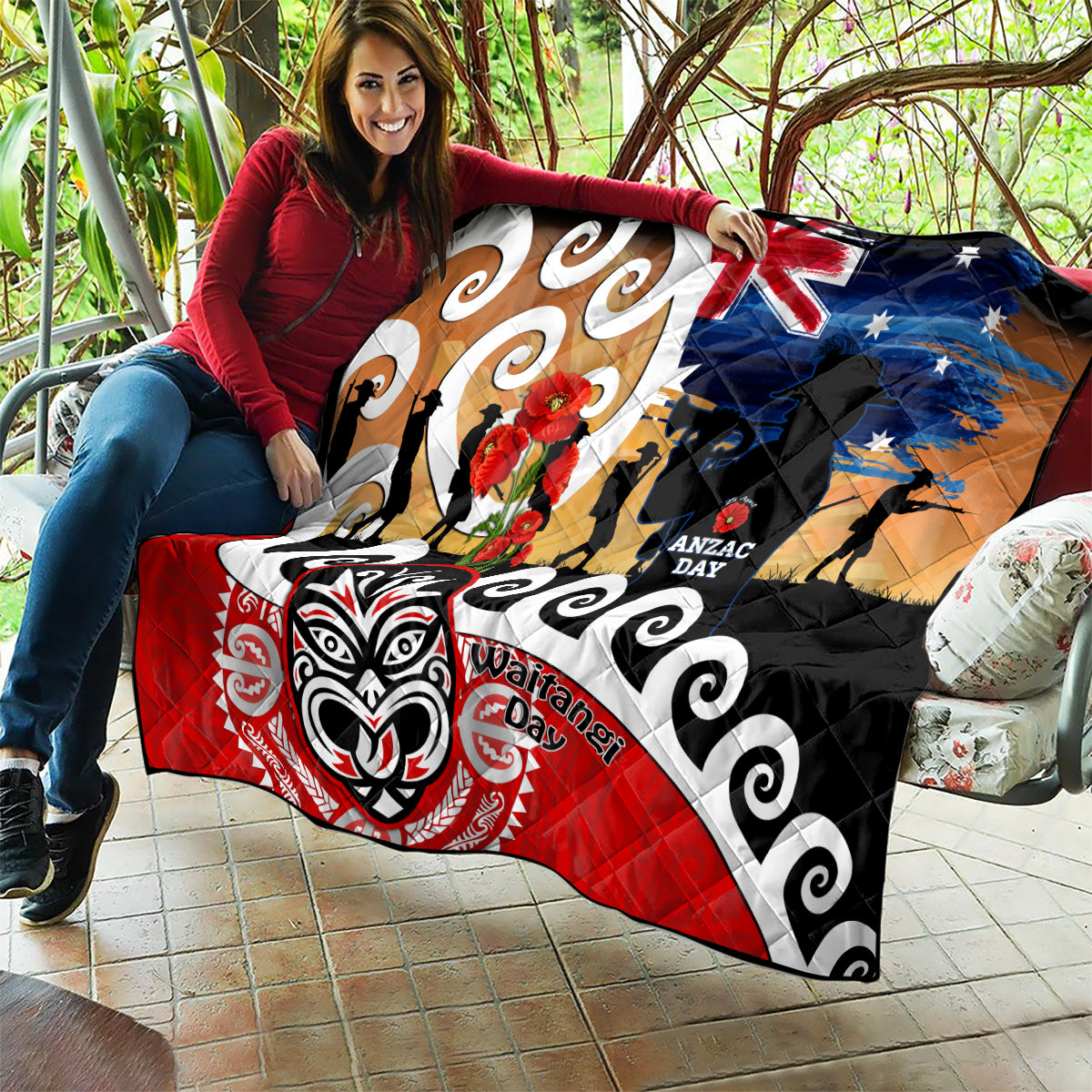 New Zealand Waitangi And ANZAC Day Quilt Aotearoa Maori Tiki With Last Post LT14 - Polynesian Pride