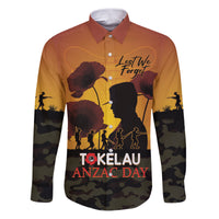 Tokelau ANZAC Day Family Matching Puletasi and Hawaiian Shirt Camouflage With Poppies Lest We Forget LT14 Dad's Shirt - Long Sleeve Yellow - Polynesian Pride