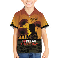 Tokelau ANZAC Day Family Matching Short Sleeve Bodycon Dress and Hawaiian Shirt Camouflage With Poppies Lest We Forget LT14 Son's Shirt Yellow - Polynesian Pride