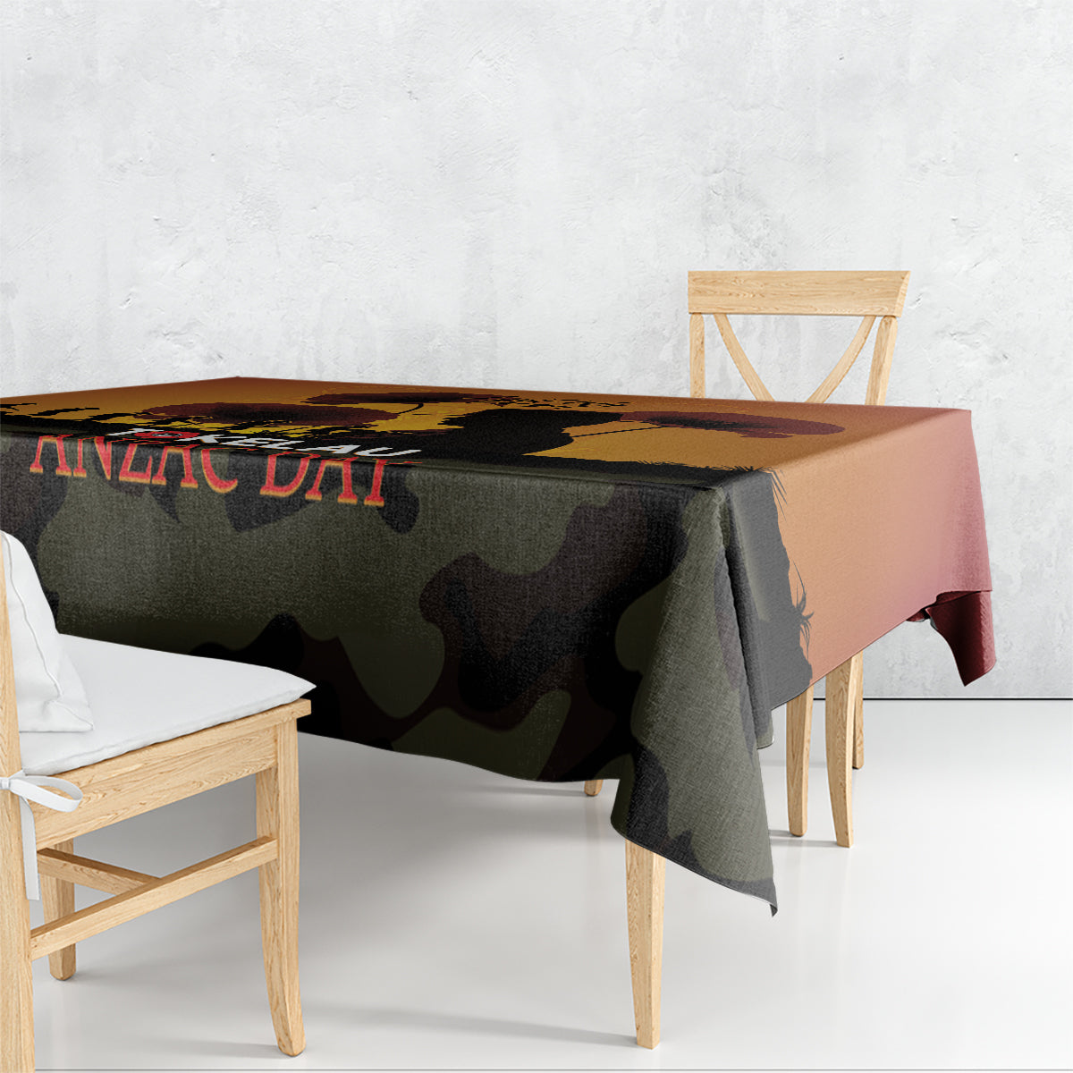 Tokelau ANZAC Day Tablecloth Camouflage With Poppies Lest We Forget LT14 - Polynesian Pride