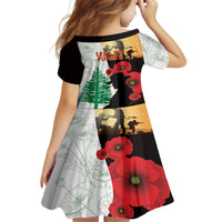 Norfolk Island ANZAC Day Family Matching Off Shoulder Short Dress and Hawaiian Shirt Pine Tree With Poppies Lest We Forget LT14 - Polynesian Pride