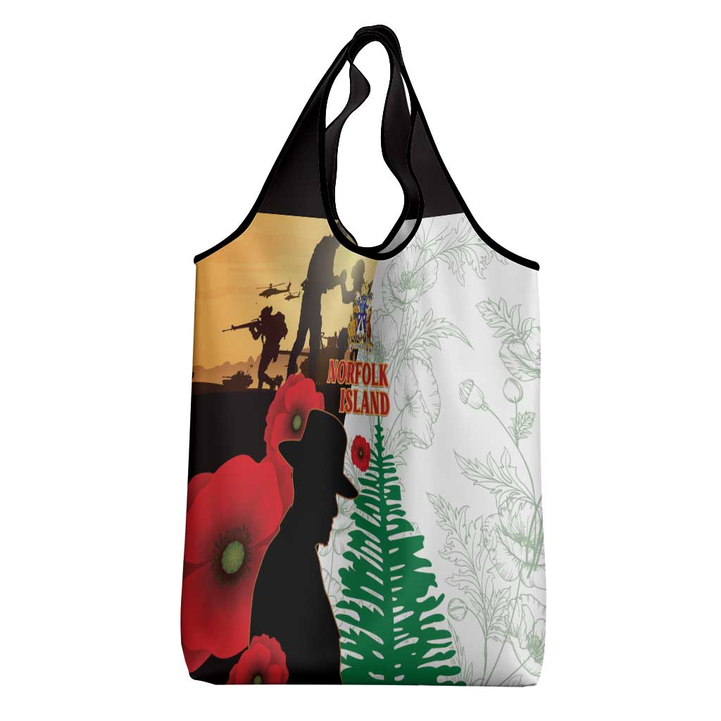 Norfolk Island ANZAC Day Grocery Bag Pine Tree With Poppies Lest We Forget LT14 - Polynesian Pride