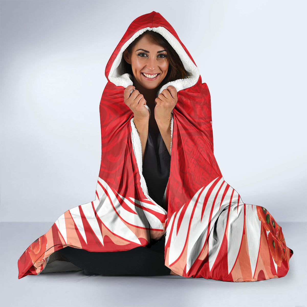 Tonga ANZAC Day Hooded Blanket Camouflage With Poppies Lest We Forget LT14 - Polynesian Pride
