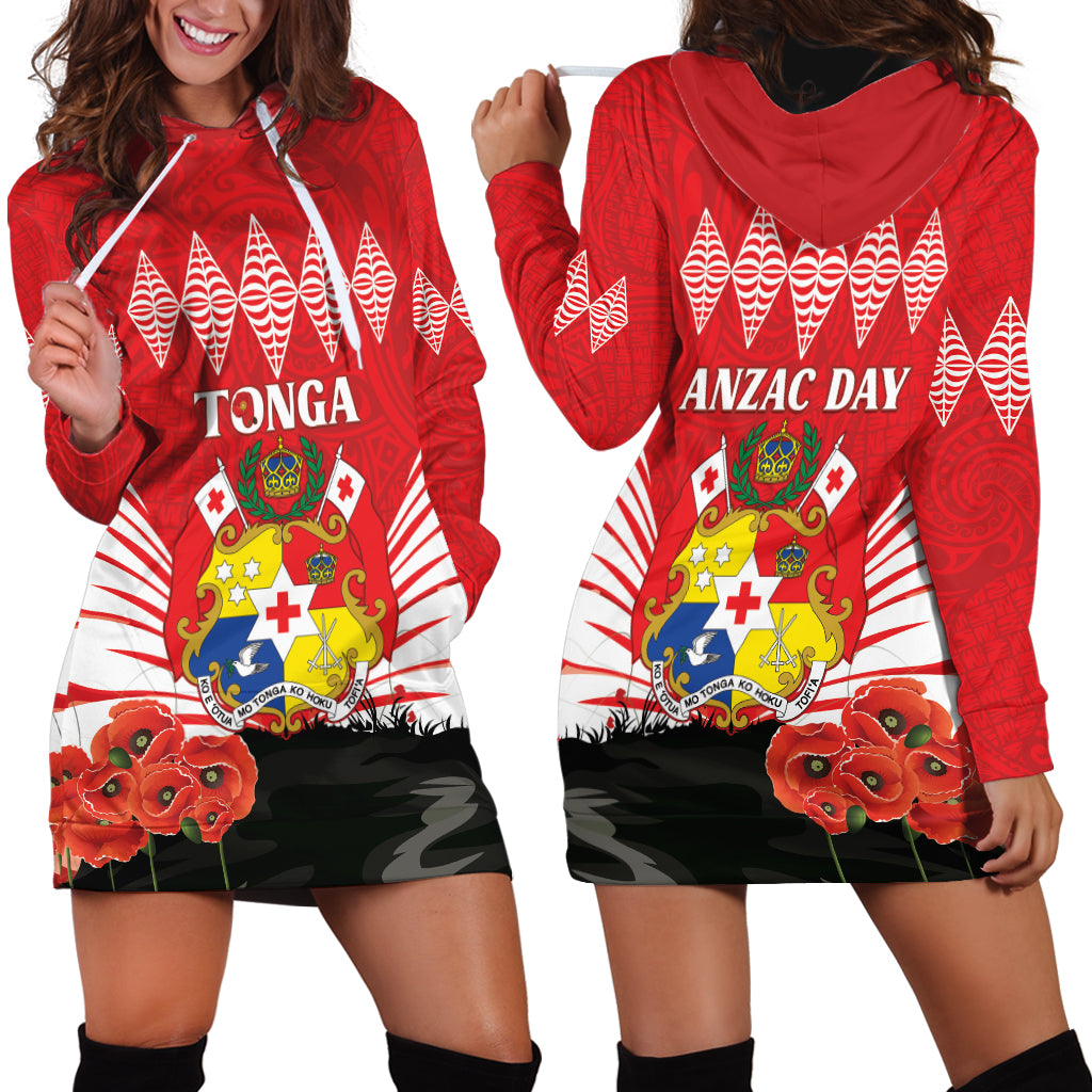 Tonga ANZAC Day Hoodie Dress Camouflage With Poppies Lest We Forget LT14 - Polynesian Pride