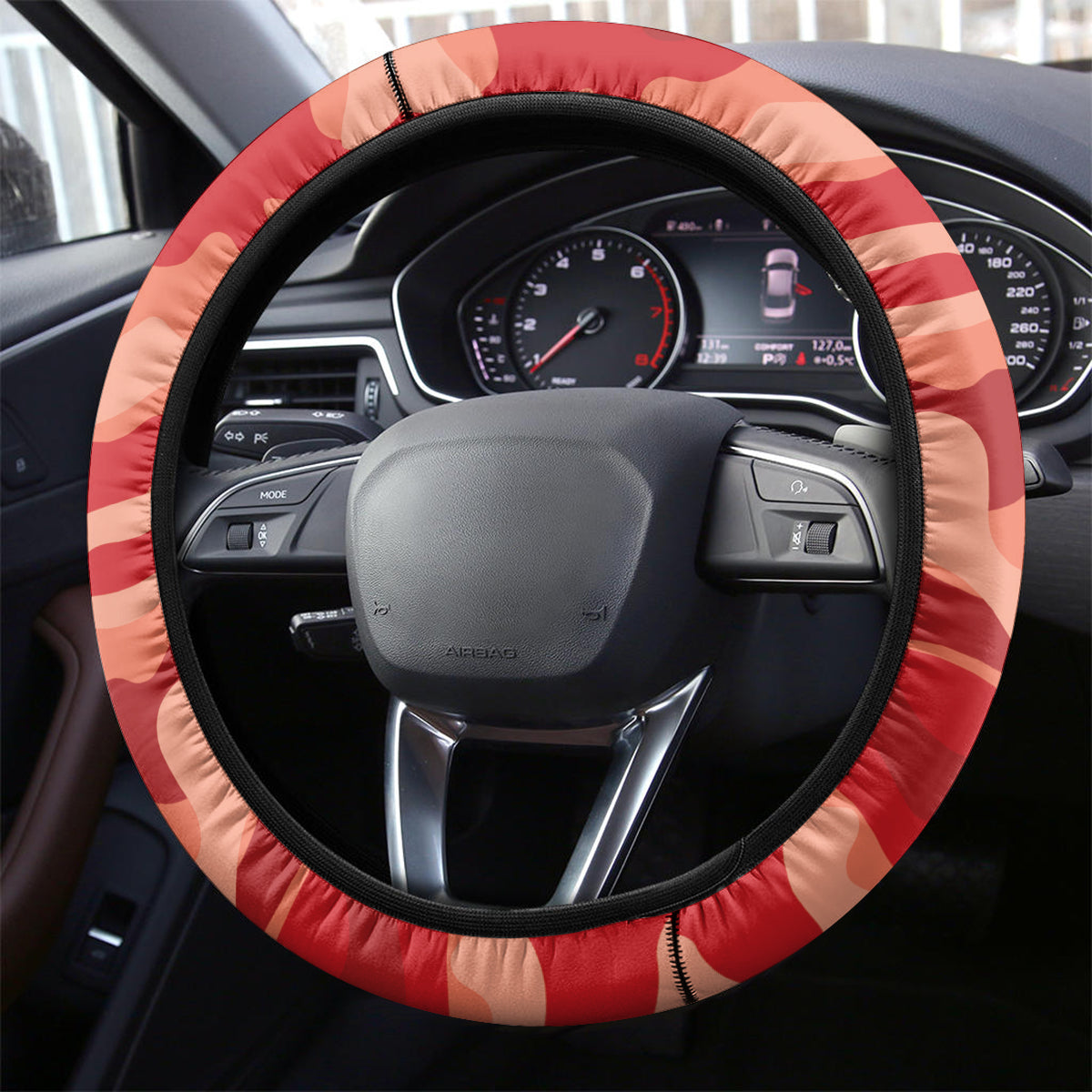 Tonga ANZAC Day Steering Wheel Cover Camouflage With Poppies Lest We Forget LT14 - Polynesian Pride