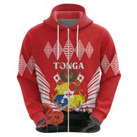 Tonga ANZAC Day Zip Hoodie Camouflage With Poppies Lest We Forget LT14 - Polynesian Pride
