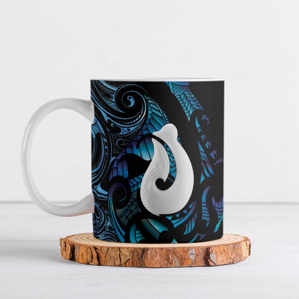 Hei Matau New Zealand Matariki Ceramic Mug NZ Fish Hook Maori Art LT14 Purple - Polynesian Pride