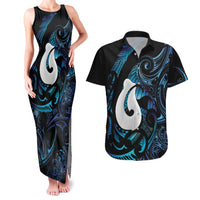 Hei Matau New Zealand Matariki Couples Matching Tank Maxi Dress and Hawaiian Shirt NZ Fish Hook Maori Art