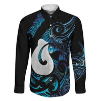 Hei Matau New Zealand Matariki Family Matching Tank Maxi Dress and Hawaiian Shirt NZ Fish Hook Maori Art LT14 Dad's Shirt - Long Sleeve Purple - Polynesian Pride