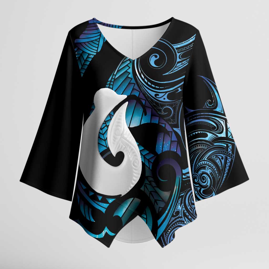 Hei Matau New Zealand Matariki Kimono Sleeve Blouse NZ Fish Hook Maori Art