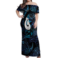 Hei Matau New Zealand Matariki Off Shoulder Maxi Dress NZ Fish Hook Maori Art LT14 Women Purple - Polynesian Pride