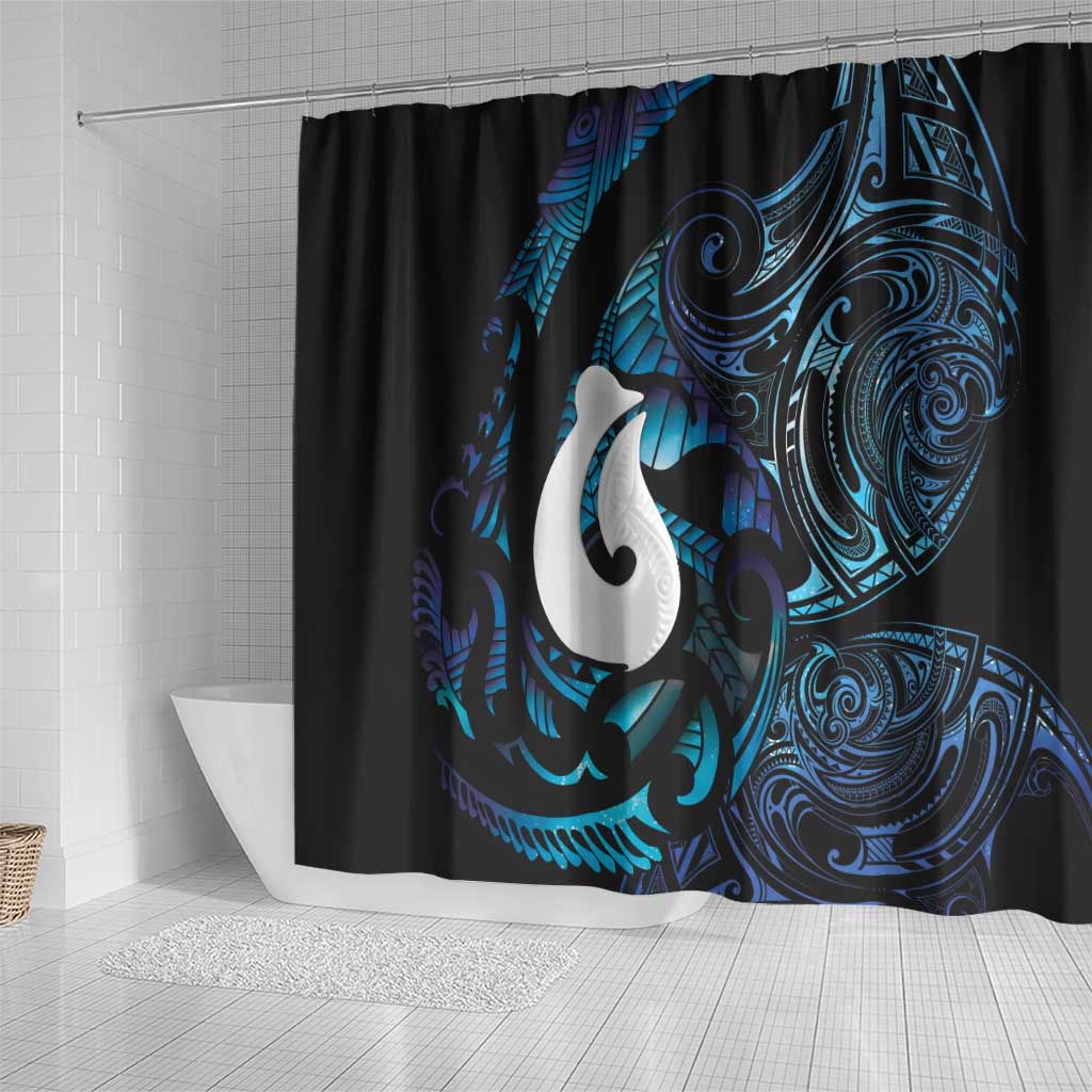Hei Matau New Zealand Matariki Shower Curtain NZ Fish Hook Maori Art