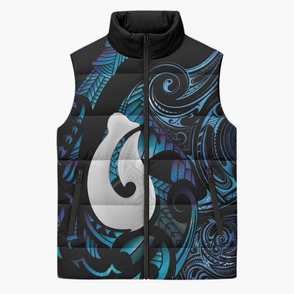 Hei Matau New Zealand Matariki Sleeveless Puffer Jacket NZ Fish Hook Maori Art LT14 Unisex Purple - Polynesian Pride