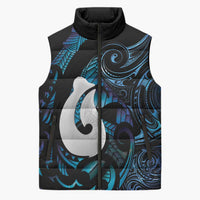Hei Matau New Zealand Matariki Sleeveless Puffer Jacket NZ Fish Hook Maori Art LT14 Unisex Purple - Polynesian Pride