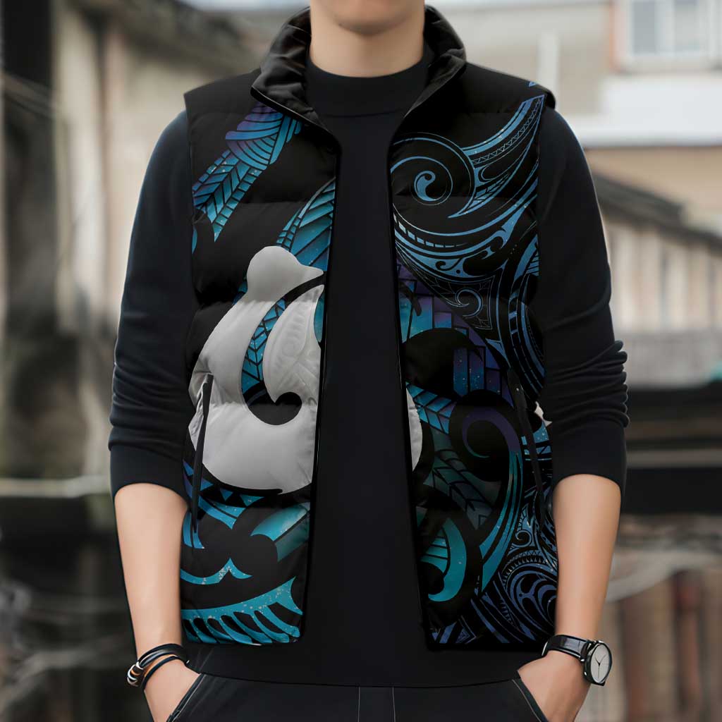 Hei Matau New Zealand Matariki Sleeveless Puffer Jacket NZ Fish Hook Maori Art LT14 - Polynesian Pride