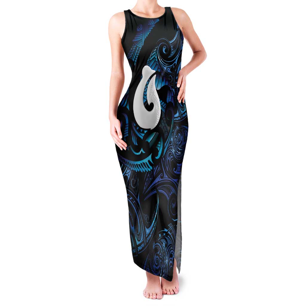 Hei Matau New Zealand Matariki Tank Maxi Dress NZ Fish Hook Maori Art LT14 Women Purple - Polynesian Pride
