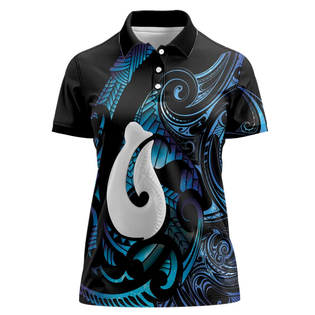 Hei Matau New Zealand Matariki Women Polo Shirt NZ Fish Hook Maori Art LT14 Female Purple - Polynesian Pride