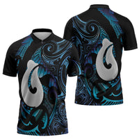 Hei Matau New Zealand Matariki Zipper Polo Shirt NZ Fish Hook Maori Art LT14 - Polynesian Pride