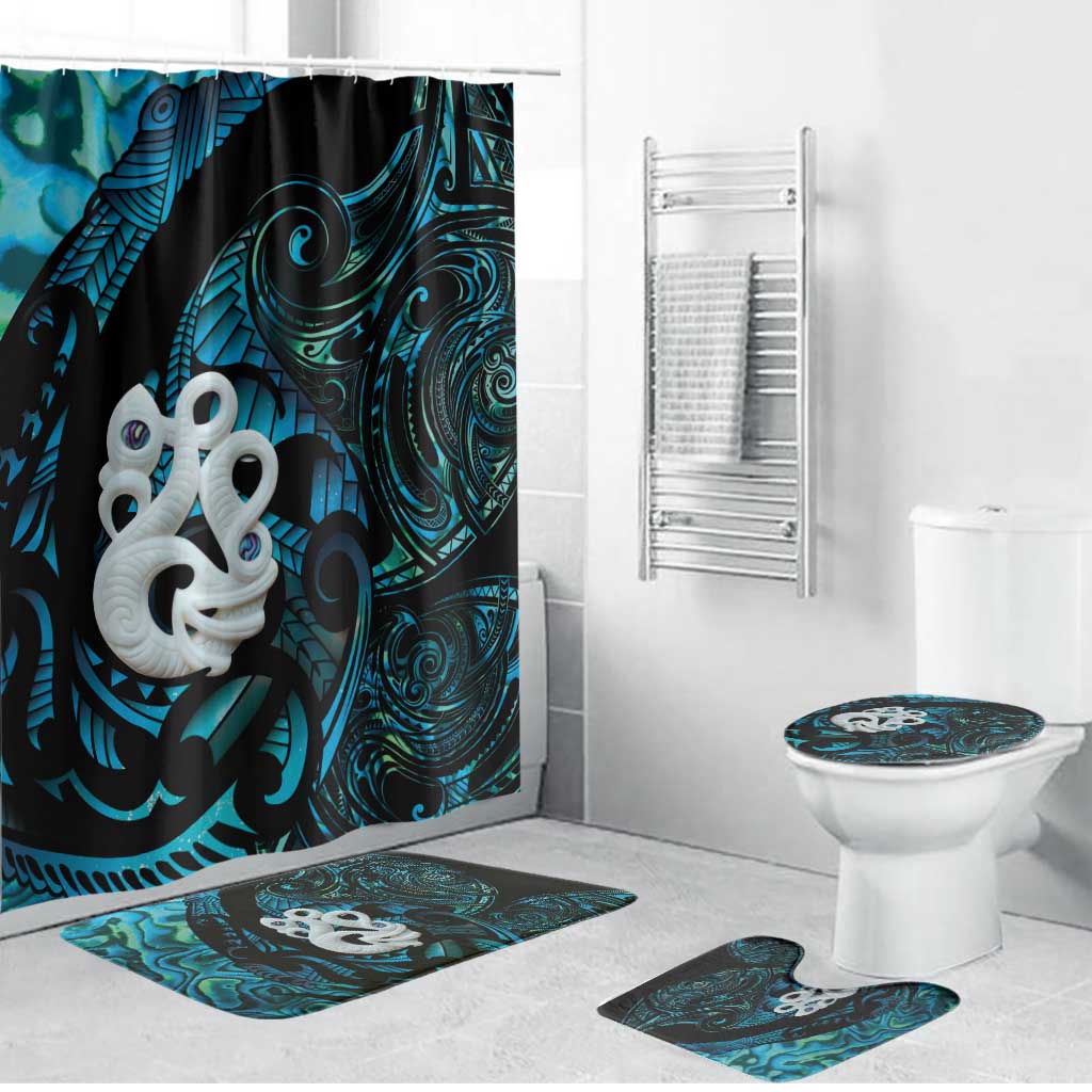 Manaia New Zealand Matariki Bathroom Set NZ Paua Shell Maori Art LT14 Bathroom Set (4 pcs) Turquoise - Polynesian Pride
