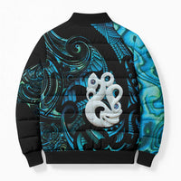 Manaia New Zealand Matariki Bomber Puffer Jacket NZ Paua Shell Maori Art