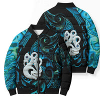 Manaia New Zealand Matariki Bomber Puffer Jacket NZ Paua Shell Maori Art