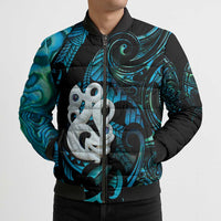 Manaia New Zealand Matariki Bomber Puffer Jacket NZ Paua Shell Maori Art
