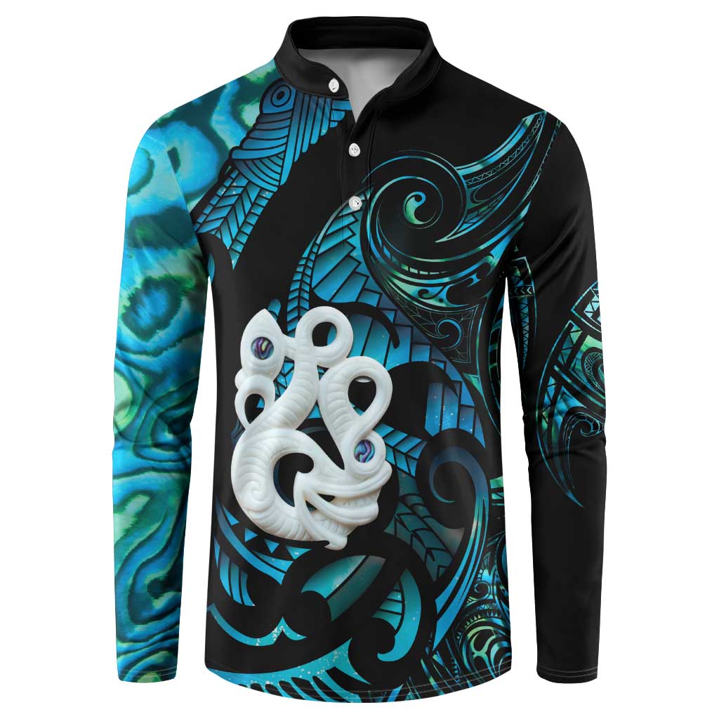 Manaia New Zealand Matariki Button Sweatshirt NZ Paua Shell Maori Art
