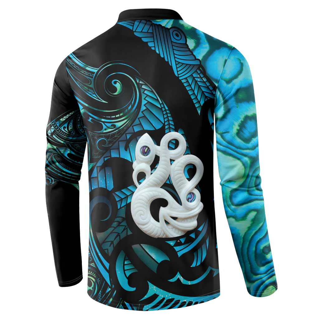 Manaia New Zealand Matariki Button Sweatshirt NZ Paua Shell Maori Art