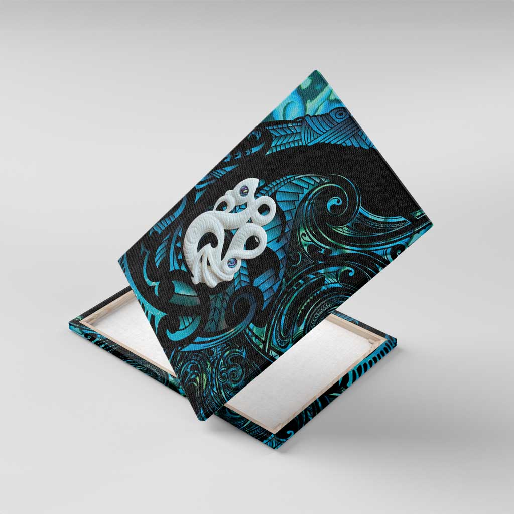 Manaia New Zealand Matariki Canvas Wall Art NZ Paua Shell Maori Art LT14 With Frame Turquoise - Polynesian Pride