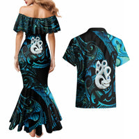 Manaia New Zealand Matariki Couples Matching Mermaid Dress and Hawaiian Shirt NZ Paua Shell Maori Art