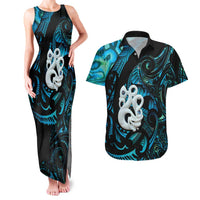 Manaia New Zealand Matariki Couples Matching Tank Maxi Dress and Hawaiian Shirt NZ Paua Shell Maori Art