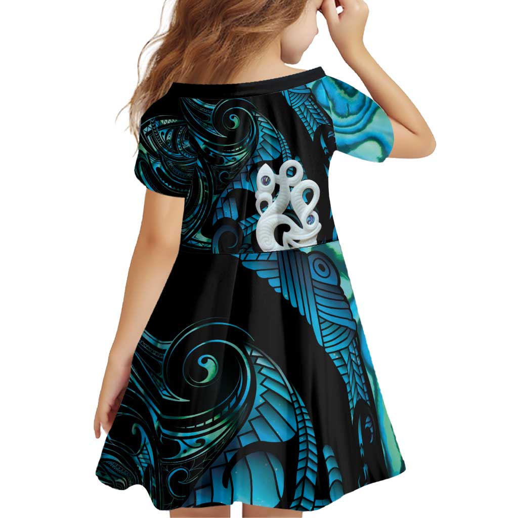 Manaia New Zealand Matariki Family Matching Short Sleeve Bodycon Dress and Hawaiian Shirt NZ Paua Shell Maori Art LT14 - Polynesian Pride