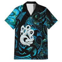 Manaia New Zealand Matariki Family Matching Tank Maxi Dress and Hawaiian Shirt NZ Paua Shell Maori Art LT14 Dad's Shirt - Short Sleeve Turquoise - Polynesian Pride