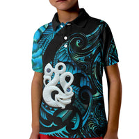 Manaia New Zealand Matariki Kid Polo Shirt NZ Paua Shell Maori Art LT14 Kid Turquoise - Polynesian Pride