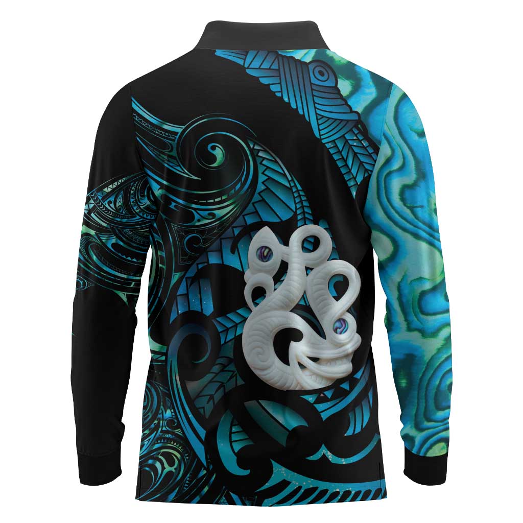 Manaia New Zealand Matariki Long Sleeve Polo Shirt NZ Paua Shell Maori Art LT14 - Polynesian Pride