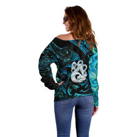 Manaia New Zealand Matariki Off Shoulder Sweater NZ Paua Shell Maori Art LT14 - Polynesian Pride