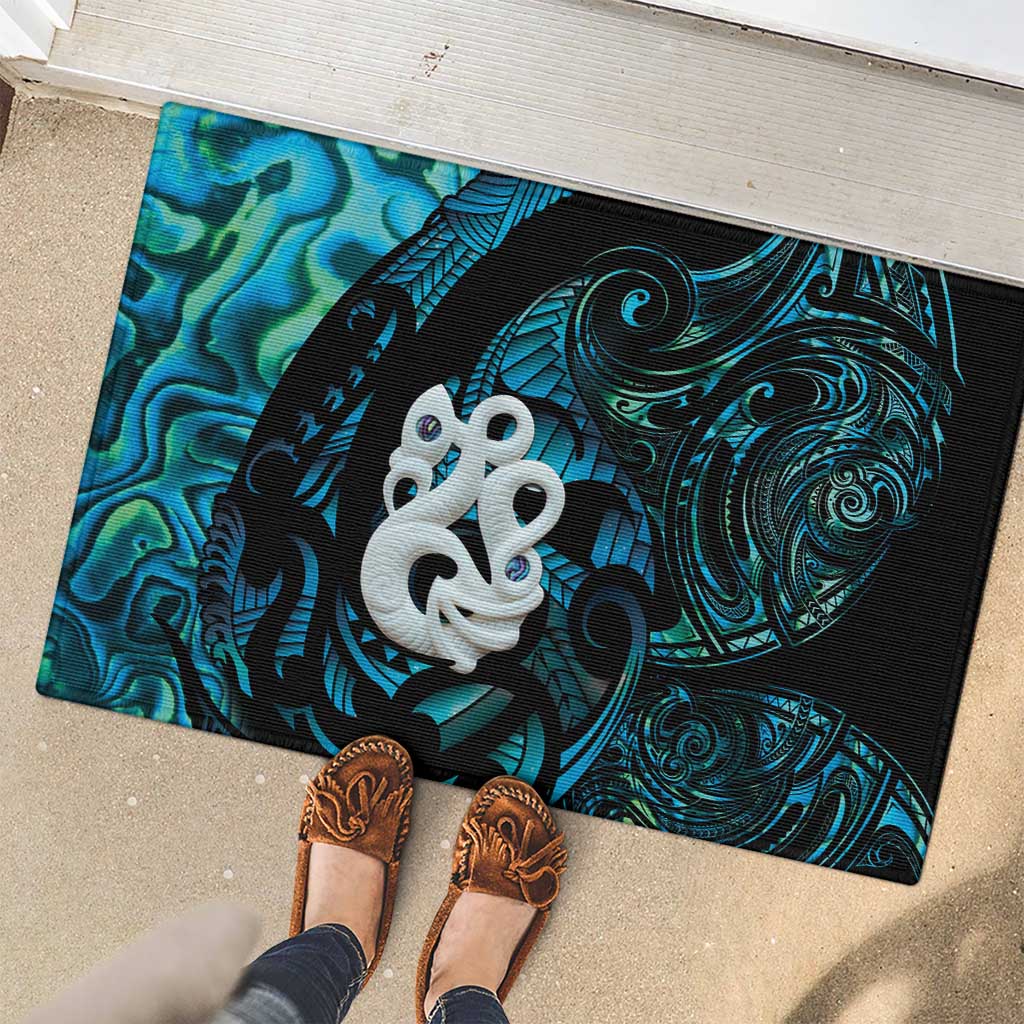 Manaia New Zealand Matariki Rubber Doormat NZ Paua Shell Maori Art
