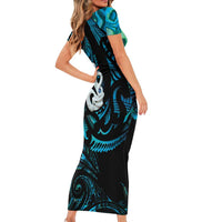 Manaia New Zealand Matariki Short Sleeve Bodycon Dress NZ Paua Shell Maori Art