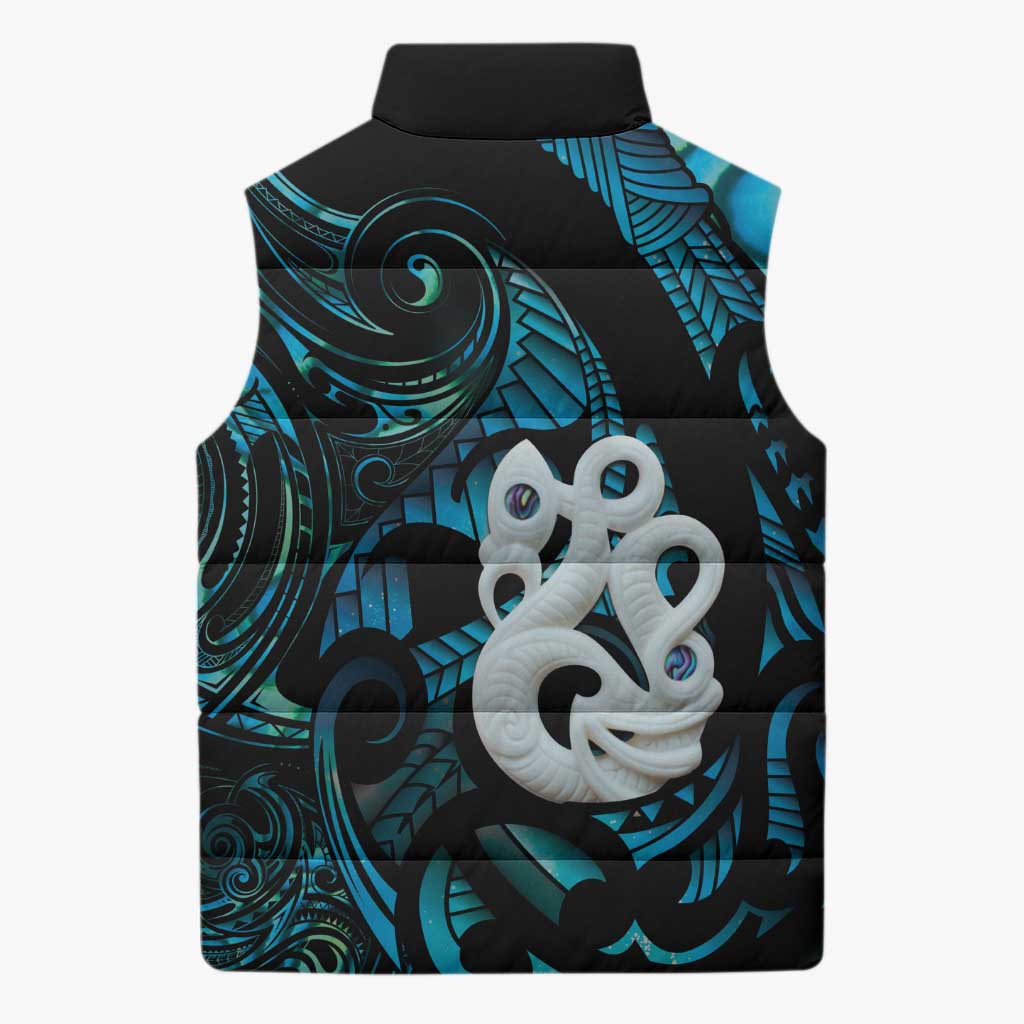 Manaia New Zealand Matariki Sleeveless Puffer Jacket NZ Paua Shell Maori Art LT14 - Polynesian Pride