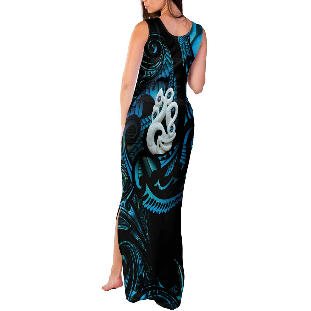 Manaia New Zealand Matariki Tank Maxi Dress NZ Paua Shell Maori Art