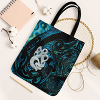 Manaia New Zealand Matariki Tote Bag NZ Paua Shell Maori Art LT14 Black Strap One Size Turquoise - Polynesian Pride