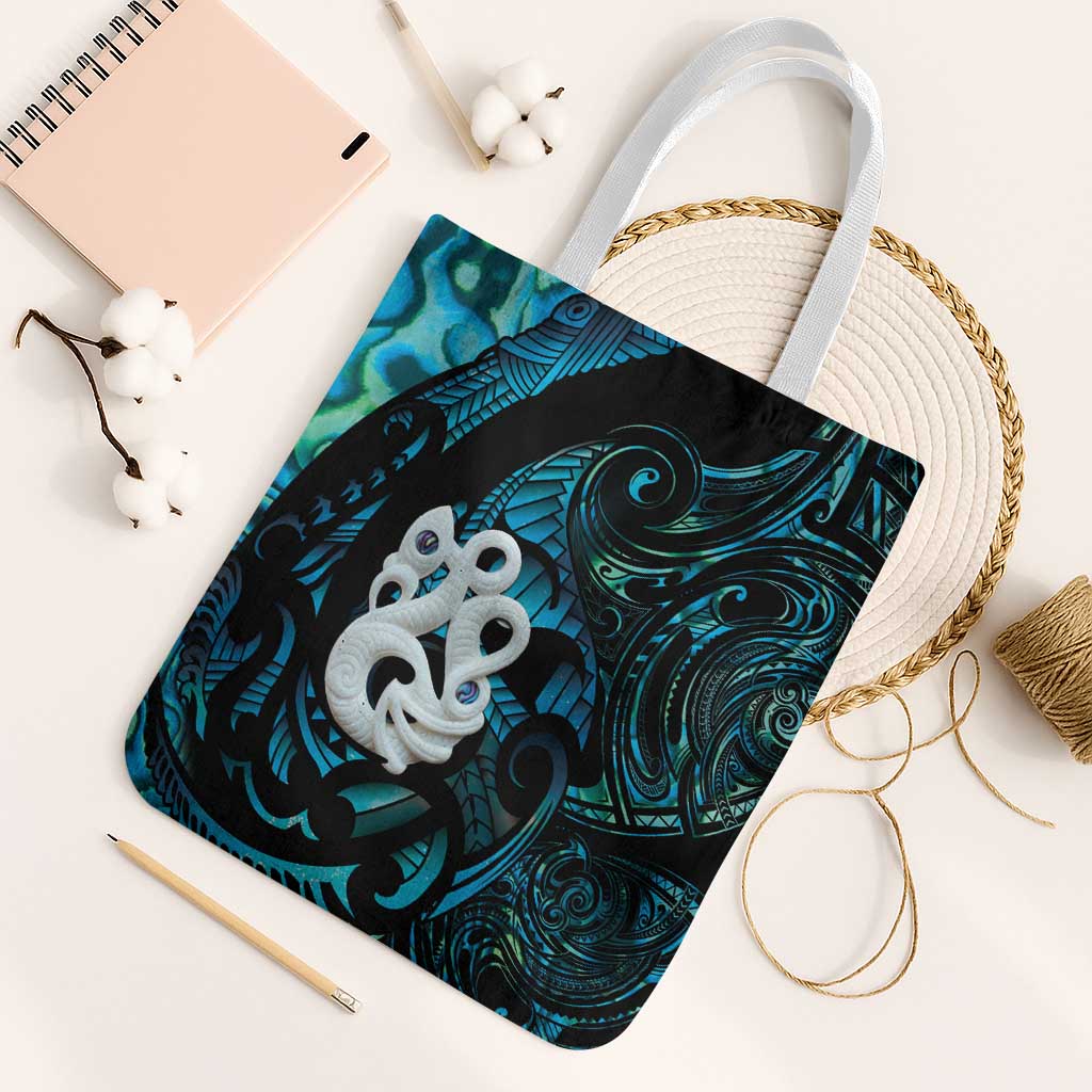 Manaia New Zealand Matariki Tote Bag NZ Paua Shell Maori Art LT14 White Strap One Size Turquoise - Polynesian Pride
