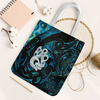 Manaia New Zealand Matariki Tote Bag NZ Paua Shell Maori Art LT14 White Strap One Size Turquoise - Polynesian Pride