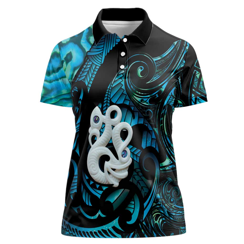 Manaia New Zealand Matariki Women Polo Shirt NZ Paua Shell Maori Art LT14 Female Turquoise - Polynesian Pride